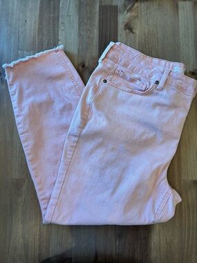 LC Lauren Conrad Light Peach Skinny Jeans with Frayed Hem